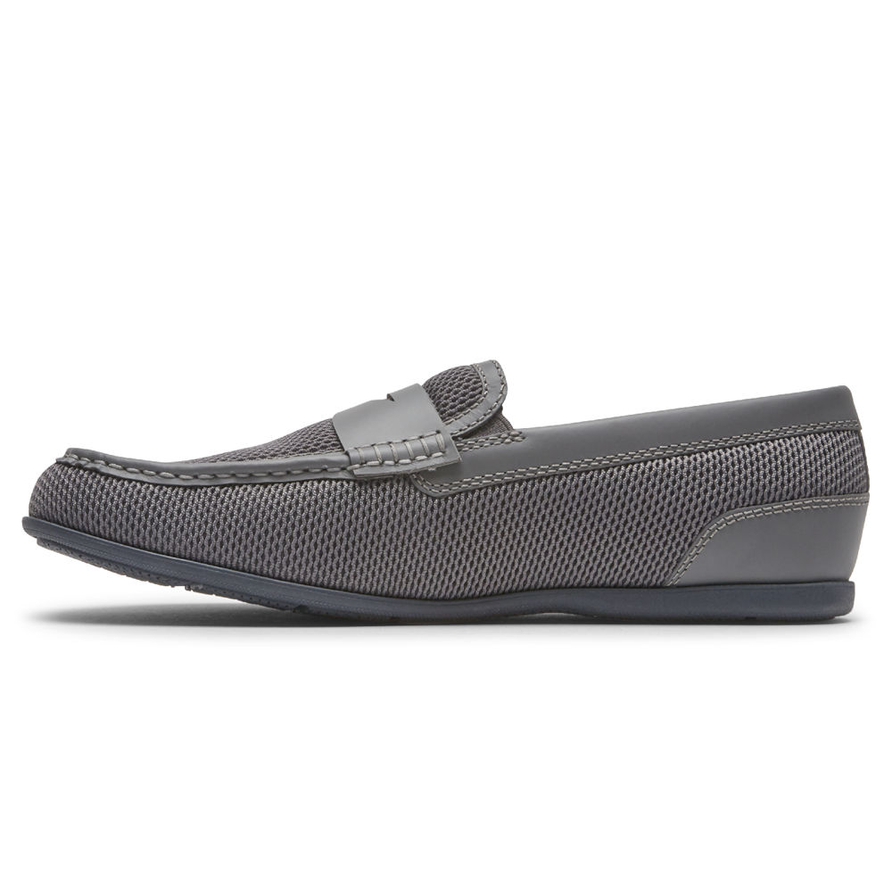 Rockport Mens Slip-On Grey - Malcom Soft Moc Toe - UK 652-PFEICX